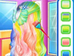 Design de corte de cabelo arco-íris gosto princesa